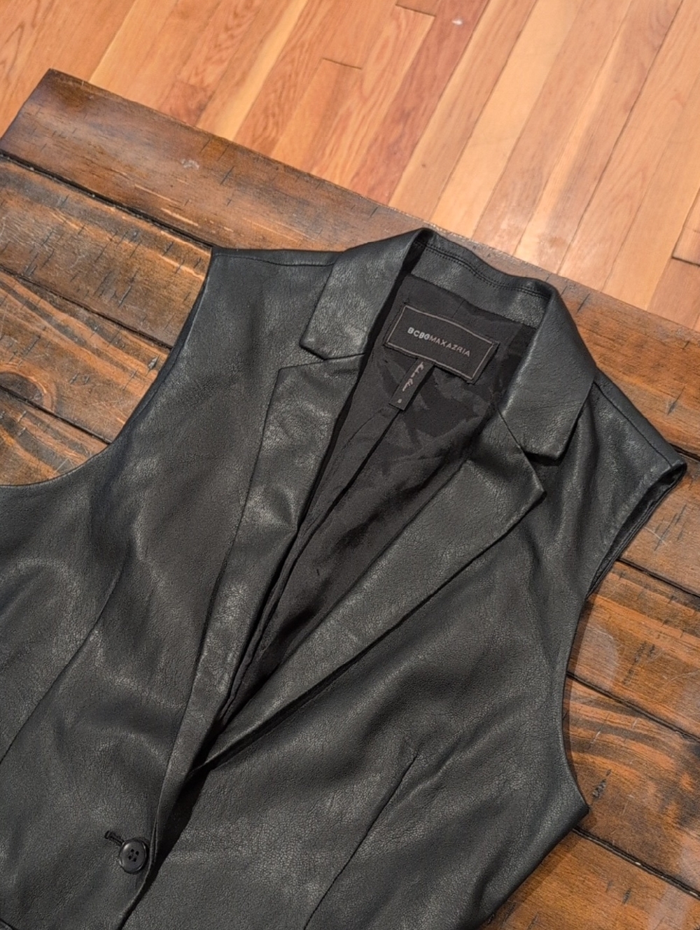 BCBG MaxAzria Draped Faux Leather Vest - Picture 6 of 10